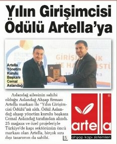 Yılın Girişimcisi Ödülü “ARTELLA”ya
